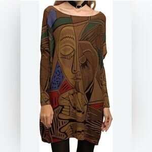 ellazhu Women's Fall Long-Sleeve Loose Casual Boho Graphic Plus Sz:L